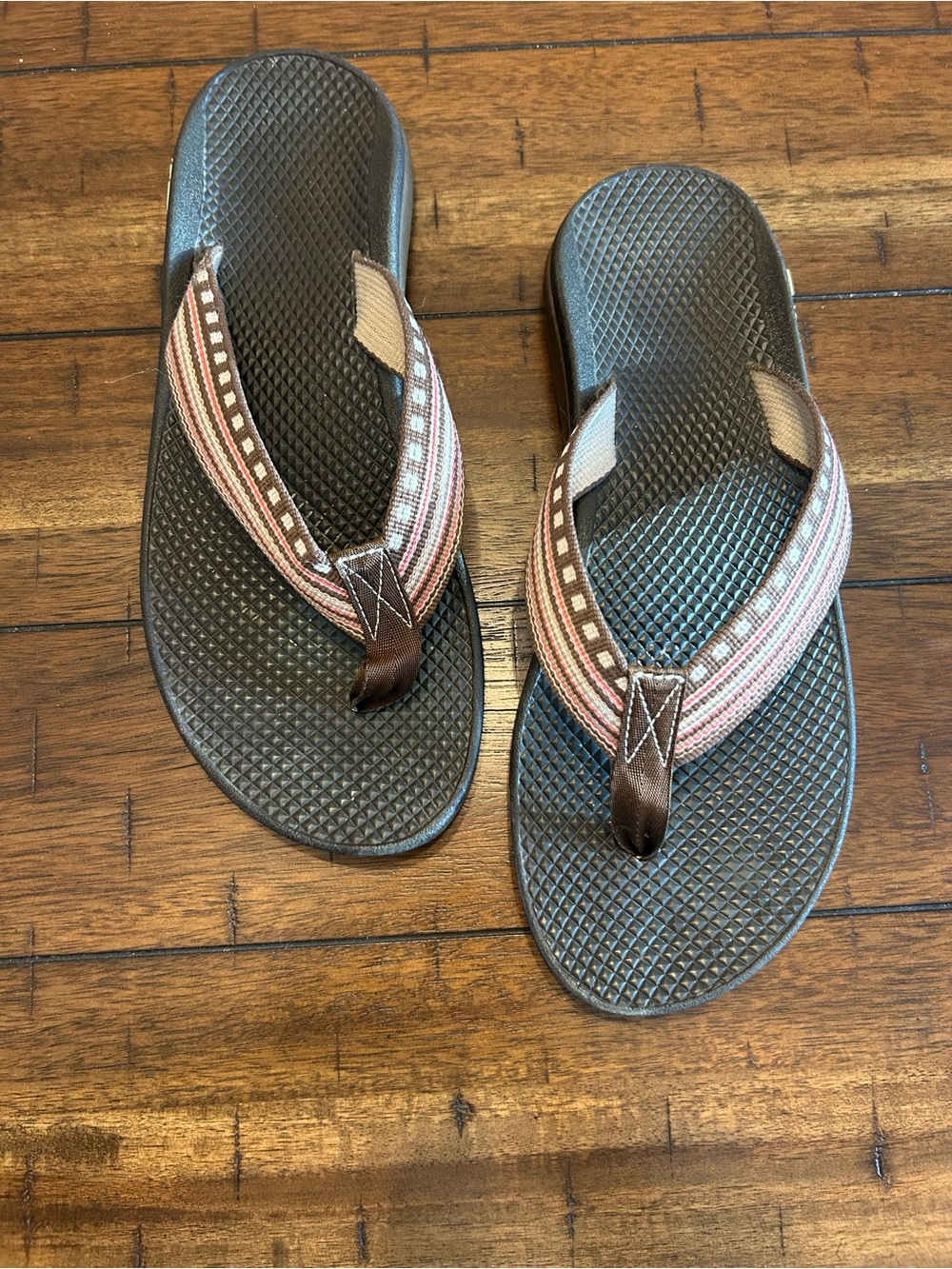Chaco Flip Flop Sandals Womens 9 Brown Striped Thong Comfort